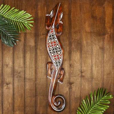 Панно «Геккон», 100×17×1 см, дерево