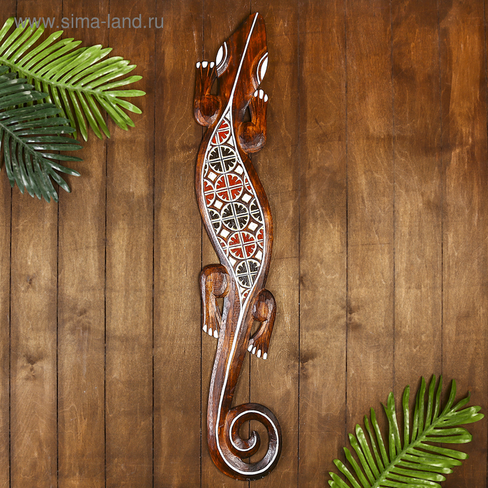 Панно «Геккон», 100×17×1 см, дерево - Фото 1