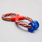 Игрушка тренировочная канатная «Восьмёрка с кольцами», до 25 см, до 140 г, микс цветов - фото 60763874