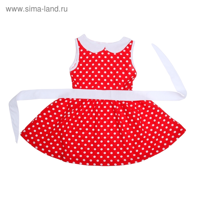 Платье "Летний блюз", рост 122 см (62), горох на красном+белый ДПБ918001н - Фото 1