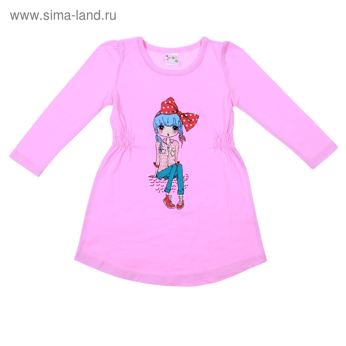 Платье для девочки с длинным рукавом, рост 134-140 см, цвет розовый 740-AZ - Фото 1