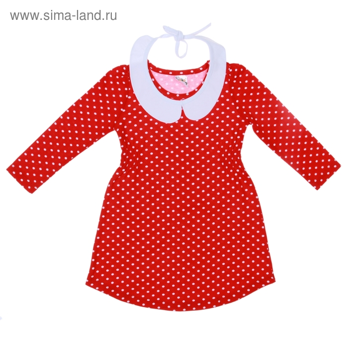Платье для девочки длинный рукав, рост 110-116 см, цвет красный/горох AZ-741 - Фото 1