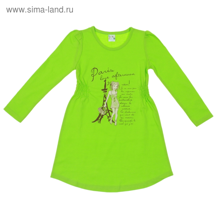 Платье с длинными рукавами для девочки, рост 110-116 см, цвет зелёный, принт МИКС (арт. AZ-740) - Фото 1