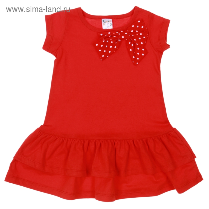 Платье для девочки короткий рукав, рост 110-116 см, цвет красный/горох AZ-745 - Фото 1