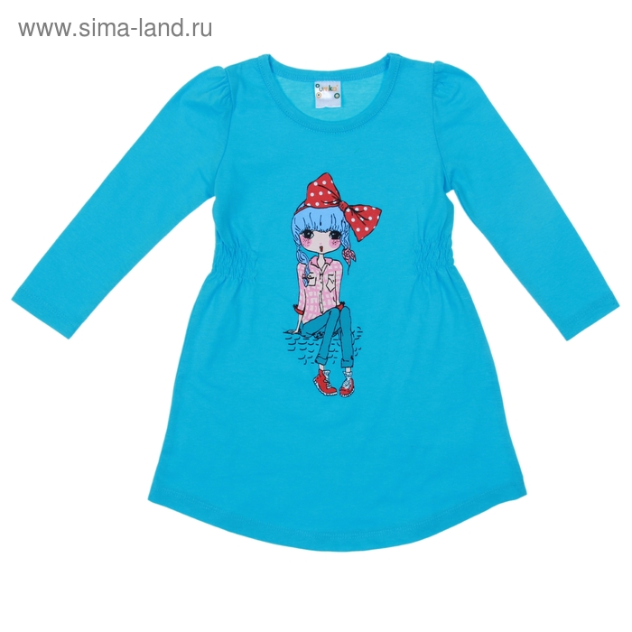 Платье для девочки длинный рукав, рост 92 см, цвет голубой - Фото 1
