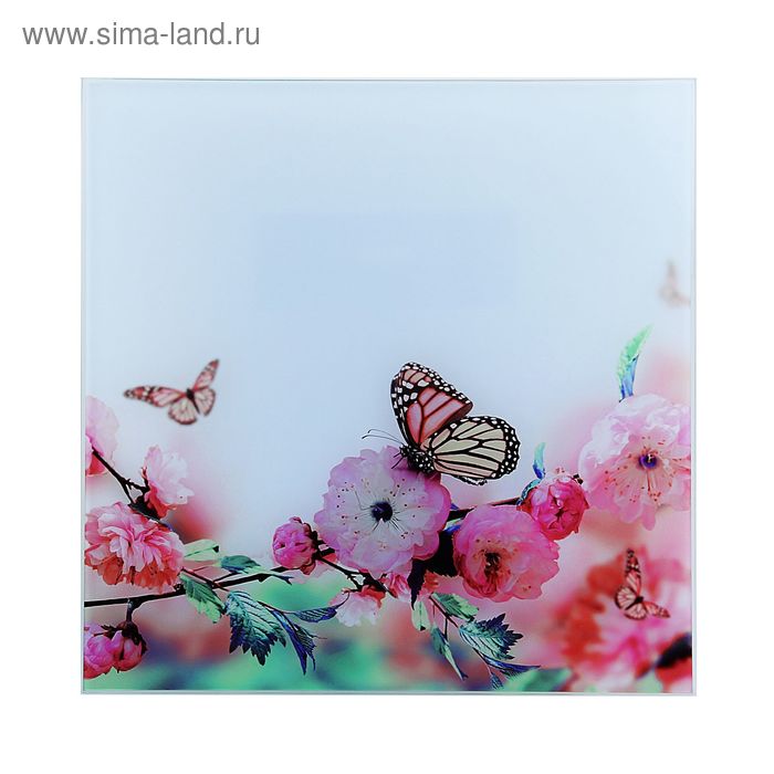 Картина на стекле "Бабочки на цветке"  30*30см - Фото 1