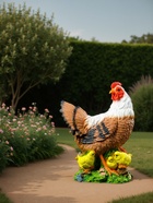 Садовая фигура из полистоуна «Курица с цыплятами», 42×17×30 см - Фото 3