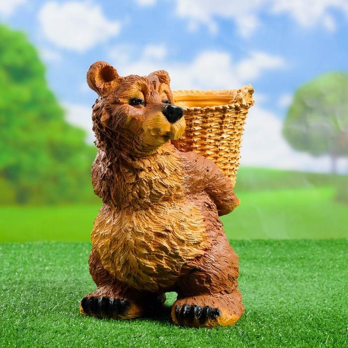 Садовая фигура "Медведь с корзиной" 30х23х30см - Фото 1