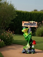 Садовая фигура из полистоуна «Лягушка с табличкой ПРИВЕТ», 50×14×24 см - Фото 12