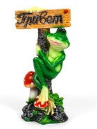 Садовая фигура из полистоуна «Лягушка с табличкой ПРИВЕТ», 50×14×24 см - Фото 3