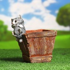 Фигурное кашпо для цветов «Ящик с котятами», 1.3 л, 16×18×20 см, полистоун - Фото 2