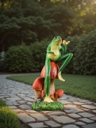 Садовая фигура из полистоуна «Лягушка с бабочкой», 39×14×14 см - Фото 3