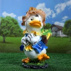 Садовая фигура из полистоуна «Утёнок с кукурузой», 48×22×26 см - фото 47588095