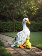 Садовая фигура из полистоуна «Утка с утёнком», 31×24×13 см - Фото 3