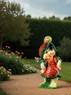 Садовая фигура из полистоуна «Девочка-клубничка», 55×25×30 см - Фото 3