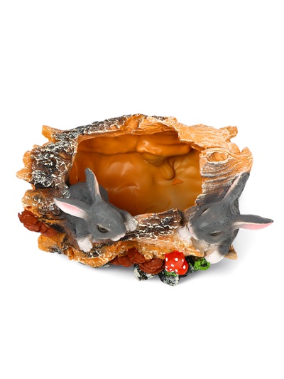 Декоративное кашпо для цветов «Пень с зайцами», 29×19×17 см, полистоун