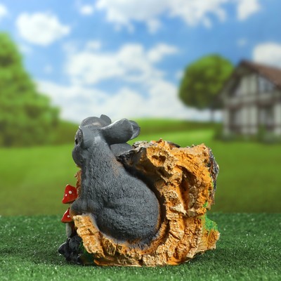 Декоративное кашпо для цветов «Пень с зайцами», 29×19×17 см, полистоун