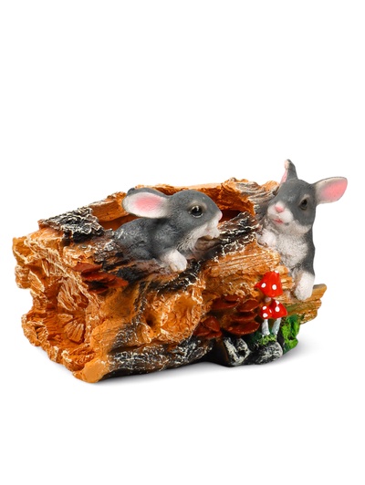 Декоративное кашпо для цветов «Пень с зайцами», 29×19×17 см, полистоун