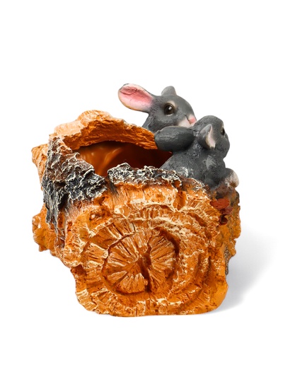 Декоративное кашпо для цветов «Пень с зайцами», 29×19×17 см, полистоун