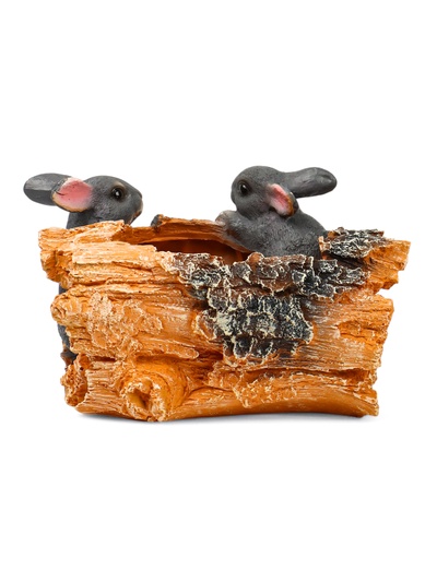 Декоративное кашпо для цветов «Пень с зайцами», 29×19×17 см, полистоун