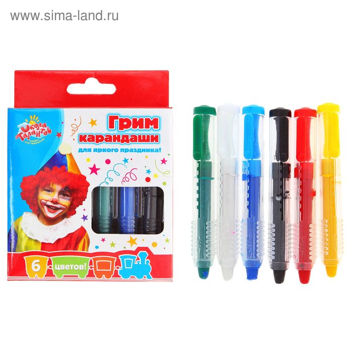 Грим карандаши для лица и тела (набор 6 цветов) длина одного карандаша 5 см - Фото 1