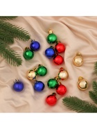 Ёлочные игрушки «Глянец», шары новогодние, d=3 см, набор 16 шт., радужный МИКС - Фото 3