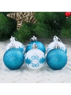 Ёлочные игрушки «Зимняя сказка», шары новогодние, d=5 см, набор 6 шт., бело-голубой - Фото 3