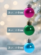 Ёлочные игрушки «Глянец», шары новогодние, d=3 см, набор 12 шт., радужный МИКС - Фото 3