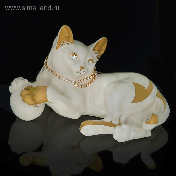 Фигурка"Кошка с клубком" белая, 26 × 20 × 15 см - Фото 1