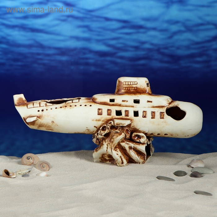Декорация для аквариума "Подводная лодка", 11х38х17 см - Фото 1