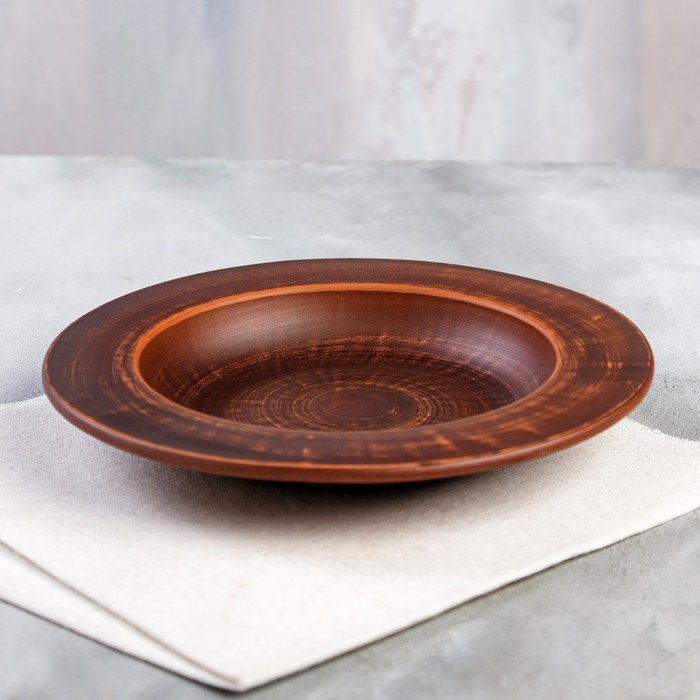Тарелка "Для пасты", гладкая, красная глина, 22 см - Фото 1