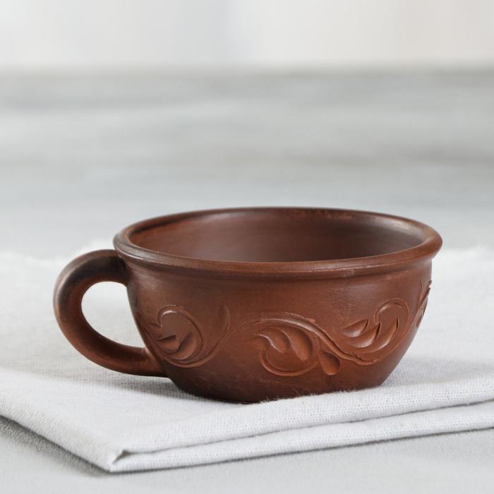 Чашка "Какао", декор, красная глина, 0.2 л - Фото 1