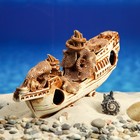 Декорация для аквариума "Корабль длинный", 31 х 8 х 13 см, микс - Фото 3