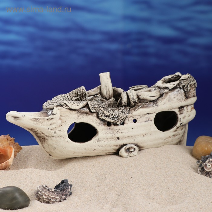 Декорация для аквариума "Корабль на морском дне", 8×23×10 см - Фото 1