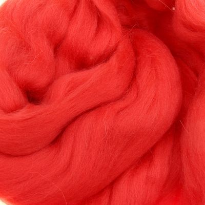 Шерсть для валяния 100% полутонкая шерсть 100гр (1398, коралл)