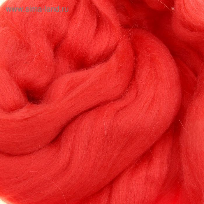 Шерсть для валяния 100% полутонкая шерсть 100гр (1398, коралл) - Фото 1