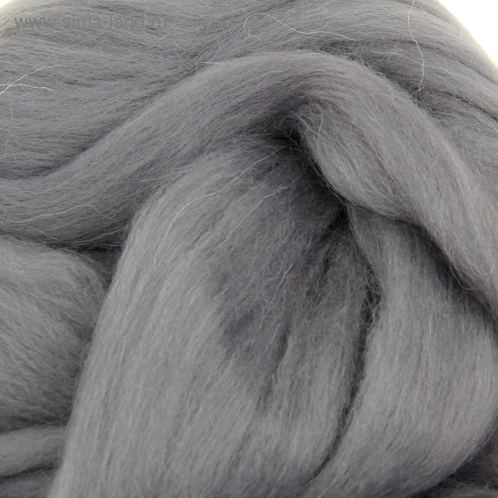 Шерсть для валяния 100% полутонкая шерсть 100гр (0439, серый) - Фото 1