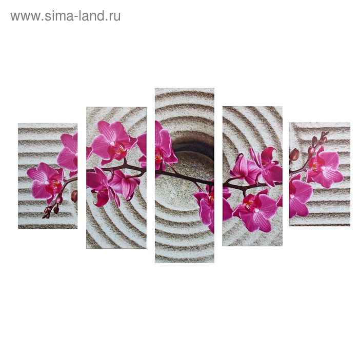 Картина модульная на подрамнике "Сиреневые орхидеи на камнях" 72*125см - Фото 1