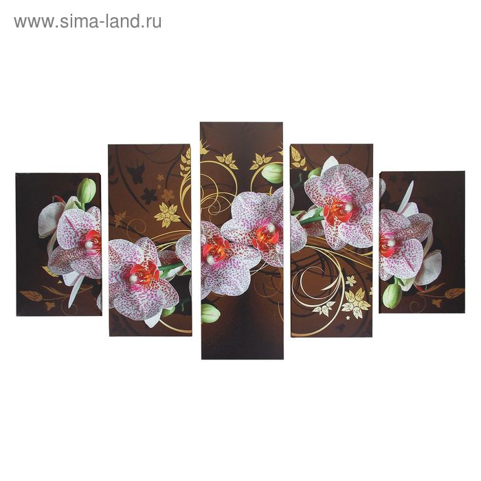 Картина модульная на подрамнике "Тигровая орхидея" 2-43х25, 2-58х25, 1-72х25 см, 72*125см - Фото 1