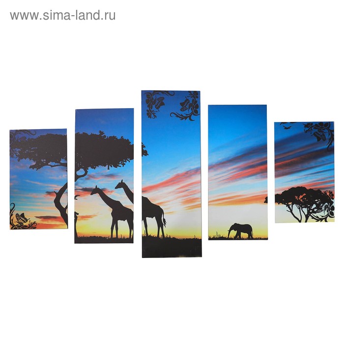 Картина модульная на подрамнике "Сафари 2" 2-43х25, 2-58х25, 1-72х25 см, 75*135см - Фото 1