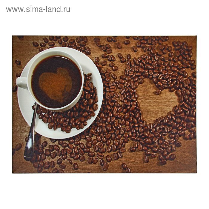 Картина-холст на подрамнике "Кофе и сердце" 35*50см - Фото 1