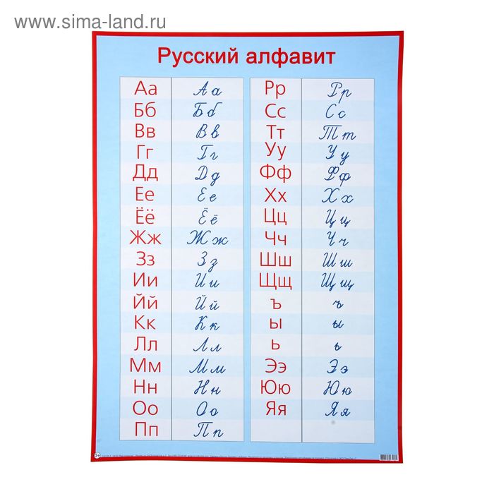 Плакат обучающий "Русский алфавит, прописные и печатные буквы" А2 - Фото 1