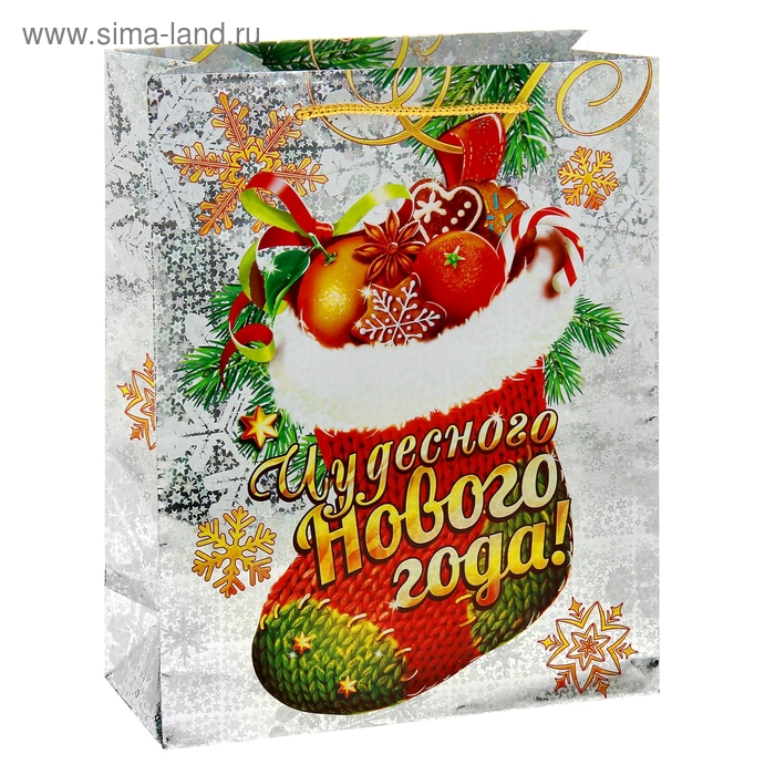 Пакет голография «Чудесного Нового года», 23 × 27 см - Фото 1