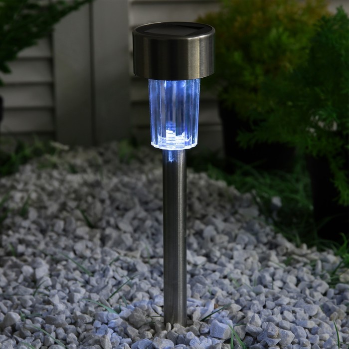 Садовый светильник на солнечной батарее «Цилиндр», 5.5 × 35 × 5.5 см, 1 LED, свечение белое - фото 1899433987