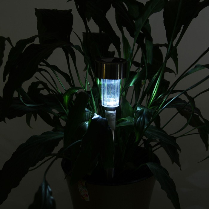 Садовый светильник на солнечной батарее «Цилиндр», 5.5 × 35 × 5.5 см, 1 LED, свечение белое - фото 1913438154
