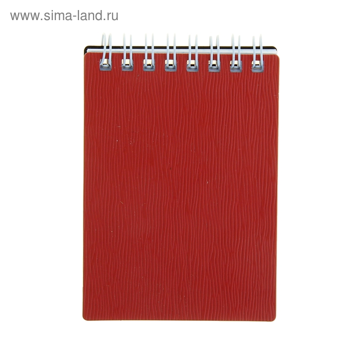Блокнот в пластиковой обложке А7, 80 листов на гребне WOOD, красный - Фото 1