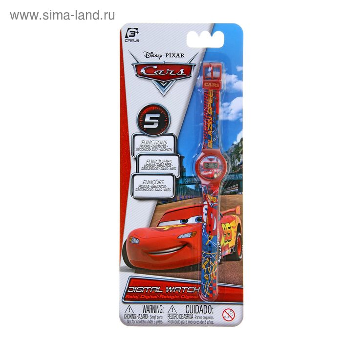 Часы наручные детские электронные Disney Cars "Blazin Speed",  синий, красный - Фото 1