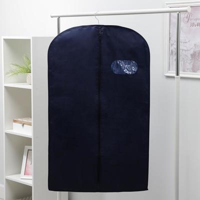 Чехол для одежды с окном, 60×100 см, спанбонд, синий