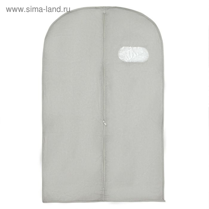 Чехол для одежды с окном 60×140 см, спанбонд, цвет серый - Фото 1