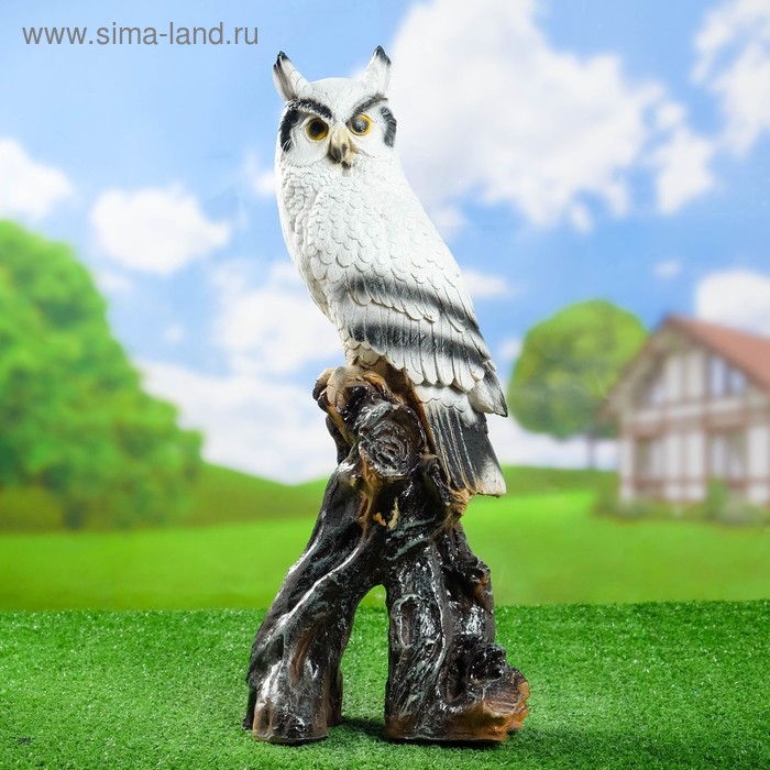 Садовая фигура "Филин на пне" 23х18х52см - Фото 1